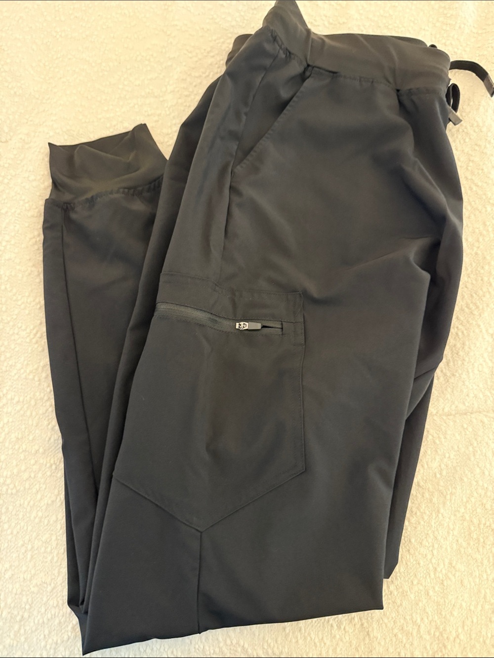 Women’s Black Scrub Joggers Pants with Drawstring Waist - Picture 3 of 5